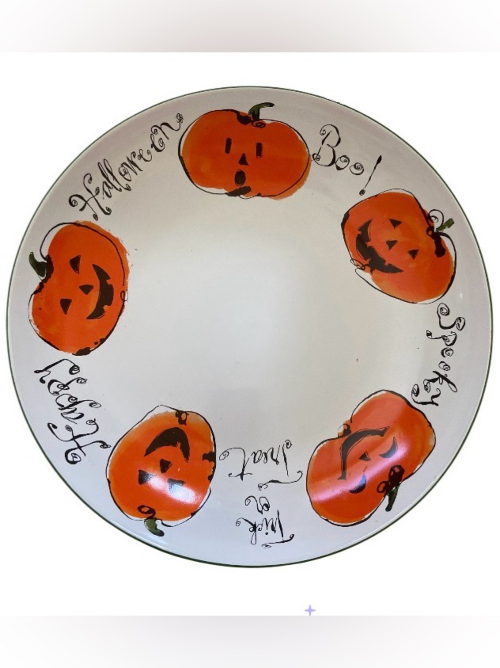 Rosanna Halloween Pumpkin Charger Plate - White and Orange 12.5 inches